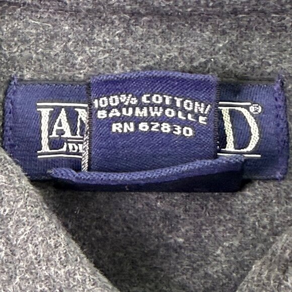 Lands End Mens Gray Cotton Button-Up Long Sleeve Shirt Pocketed Casual Size L - Picture 7 of 9